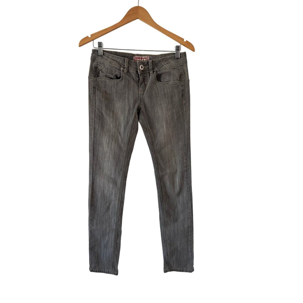 Peace Love Vanilla Star Gray Stretch Denim Skinny Jeans Y2K Size 7